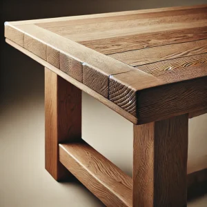 DALL·E 2024-12-03 15.41.21 - A detailed image of a rustic oak farmhouse table with visible wood grain and sturdy craftsmanship. The table is displayed on a softly lit neutral back